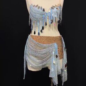 Blue Dancesport Competition Cha Cha Dress